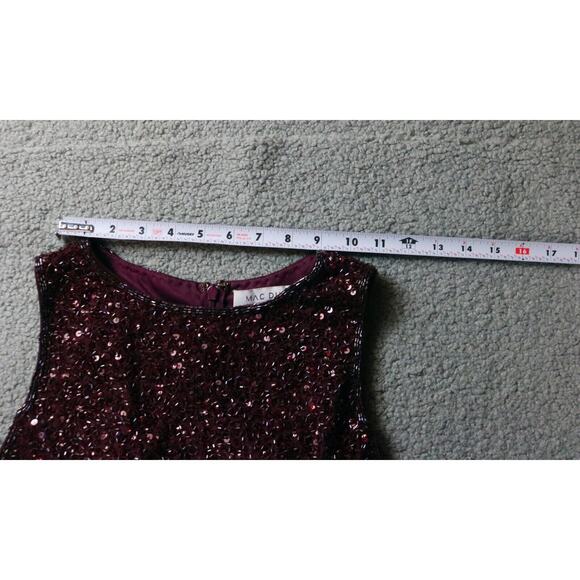 New Mac Duggal Dress 2 Red Burgundy Sleeveless Sequined Midi Sheath 5526 - Picture 9 of 11